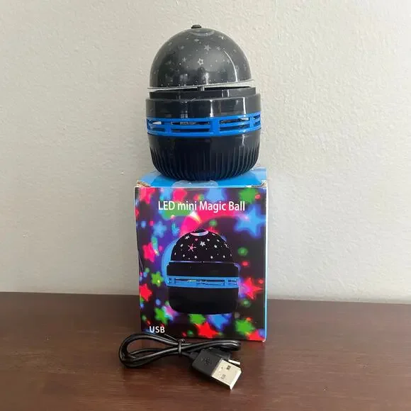 USB-powered LED Mini Magic Ball Stage Light and Starry Projector, Black - Picture 2 of 6